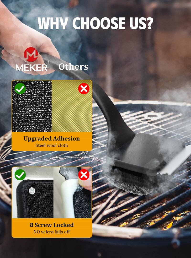MEKER Grill Brush Bristle Free  Grill Cleaner Brush with 5 BBQ Replacement Head for Cast Iron  Stainless Steel Grates  Safe Grill Scraper Outdoor BBQ Grill  Black - Image 5